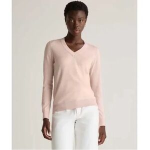 Quince 100% Cashmere V-Neck Sweater | Pink | M